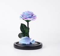 Nouvelle conception - Rose éternelle sous cloche en verre - Fleur éternelle faite à la main - Cadeau romantique pour la Saint-Valentin ou un anniversaire