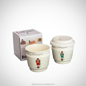 Cute Cartoon Ceramic <strong>Mug</strong> with Lid Give You <strong>A</strong> Big <strong>Hug</strong> Pattern Portable Coffee Milk Cup with Premium Gift Box - Product Image 1