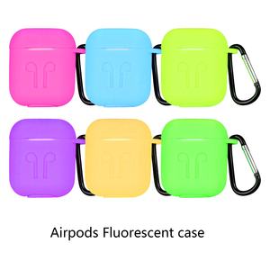 Tschick per custodia per <span class=keywords><strong>Airpods</strong></span> fluorescente, custodia protettiva per cuffie ricaricabile in Silicone morbido al 360 con moschettone Anti-smarrimento per AirPod - Product Image 3