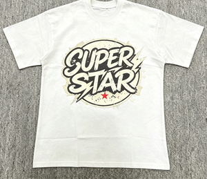 T-shirt in <span class=keywords><strong>cotone</strong></span> ring-spun pesante con stampa astratta a fiamma, oversize, stile Y2K, unisex, per tutti i giorni - Product Image 1