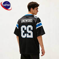 T-shirt de football personnalisé en polyester mat à col en V, style streetwear Hypebeast, surdimensionné, sublimé, maillot de sport en mesh pour hommes