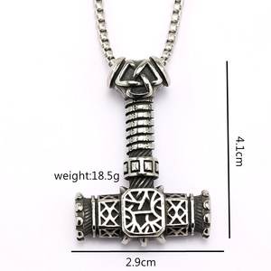 Colgante de martillo de Thor de acero inoxidable con temática vikinga para hombres y mujeres, regalo, joyería, collar de moda, amuleto - Product Image 5