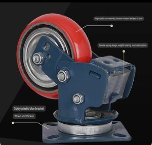 Industrial Hot Sale <span class=keywords><strong>Red</strong></span> Pu Räder Eisen und PP Core Polyurethan Caster 4/5/6/8 Zoll Industrie rollen - Product Image 4