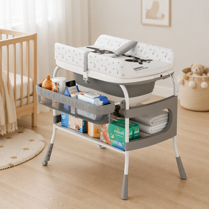 2-in-1ベビーおむつ交換台兼折りたたみ式新生児用お風呂台（収納付き） - Product Image 6