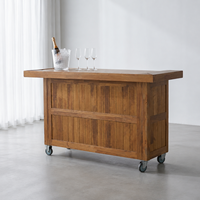 Table de bar portable en bois avec roulettes pour usage domestique et commercial