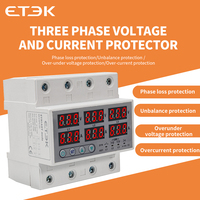 ETEK Rail Din Relais de tension triphasé Voltmètre Ampèremètre Moniteur de surtension Protecteur Compteurs d'énergie de surtension de courant ajusté