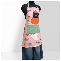 Tablier de protection à suspendre autour du cou pour adulte, réutilisable, anti-salissures, en tissu de coton, pour le nettoyage domestique, motif café, lait, thé, dessin animé