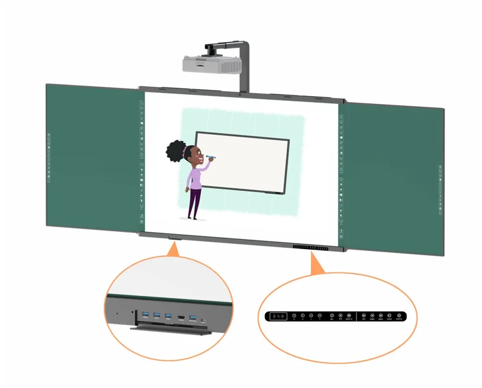 New 100-inch ba-mảnh hồng ngoại màn hình cảm ứng Nano tương tác Blackboard tất cả-trong-một máy cho giảng dạy
