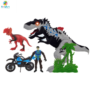 Ensemble d'aventure éducatif en plastique unisexe avec dinosaures, animaux et véhicules, avec lumières et sons, scène de sauvetage, jouet cadeau pour enfants - Product Image 2