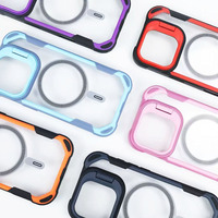 Étui de téléphone de luxe antichoc avec anneau magnétique et support pour objectif pour iPhone 17 16 15 14 Pro Max 17 Air, coque magnétique transparente