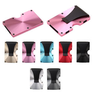 Individuelles Logo Herren Schlankes RFID-Blockierendes Metallportemonnaie Aluminium Minimalistischer Kartenhalter mit Geldklammer Schnellzugriff-Geldbörse für Männer - Product Image 2