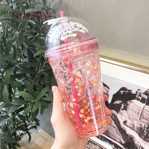 Bouteille d'eau en cristal double paroi en forme de donut 400 ml avec couche de glace pilée, plusieurs couleurs au choix – La meilleure tasse pour l'été - Product Image 2