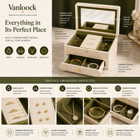 Boîte de rangement de bijoux de luxe grande capacité avec tiroir, miroir et compartiments, logo personnalisé disponible
