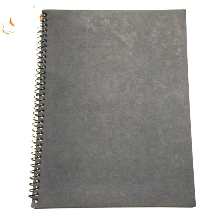 Wholesale A5 Easy Tear Blank Inner Pages Black Paper Cover Metal Single Spiral Notebook With Die Line