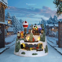 Ensemble d'artisanat en résine fait main, sculpture de village de Noël personnalisée, train lumineux à LED, montgolfière, ange, modèle animal, cadeaux
