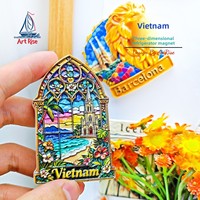 Autocollant magnétique 3D « L'âme poétique d'un Chinois » pour fenêtre de style vietnamien, grille de fenêtre, plage, aimant de réfrigérateur, article de décoration intérieure