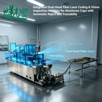 Machine de codage laser à fibre à double tête pour le chargement automatique de capuchons en aluminium, avec lecteur QR intégré et système de rejet