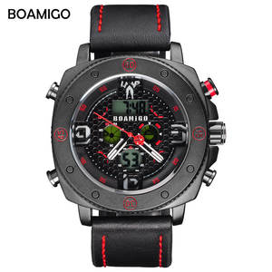 <span class=keywords><strong>BOAMIGO</strong></span>-<span class=keywords><strong>reloj</strong></span> analógico de cuarzo para hombre, cronógrafo deportivo con pantalla LED Digital, color marrón y azul, resistente al agua, 3 unidades - Product Image 1