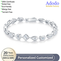 Bracelet chaîne en moissanite Fine 7.8CT VVS GRA, argent S925 plaqué or blanc, anti-ternissement, bijoux géométriques de créateur pour femmes