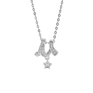 Lilia 100% 925 argento sterling geometrico intrecciato di stelle collana con ciondolo lucente catena collo CZ per le donne ragazze regali - Product Image 1