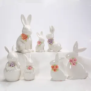 Pascua primavera jardín fiesta Mesa decoración huevos zanahorias conejos adornos de cerámica