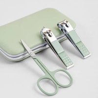 Kit de manucure et pédicure en acier inoxydable pour usage domestique, avec lime à ongles, cure-oreille, ciseaux à sourcils et repousse-cuticules
