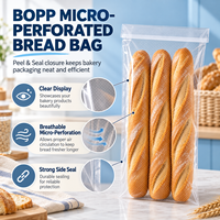 Sacs en plastique BOPP micro-perforés pour l'emballage du pain, impression en gravure personnalisée, haute clarté, pour boulangerie, café, achat en gros