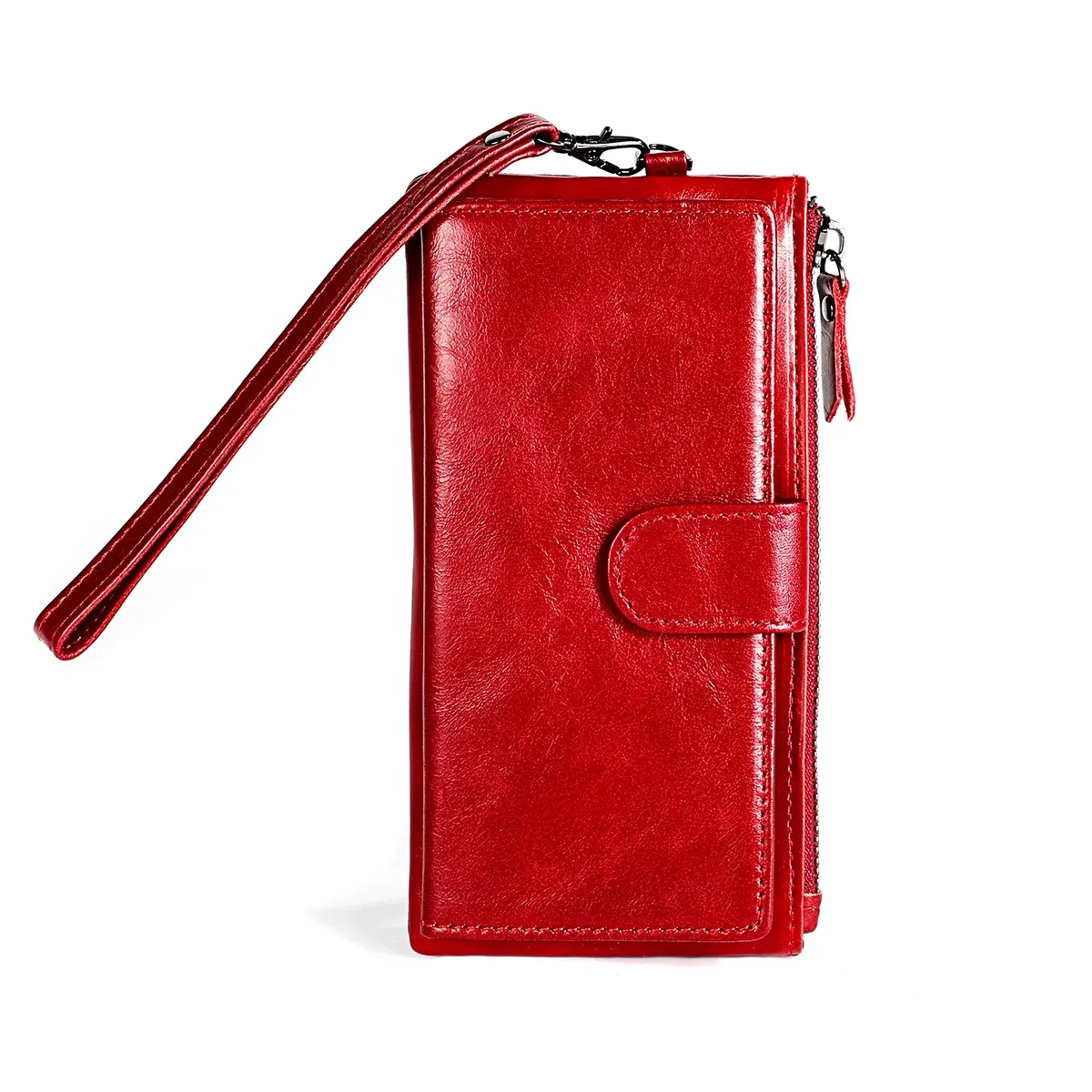 के चमड़े के लंबे जिपर बटुआ पर्स आकस्मिक धारक क्लच बटुआ बहु-कार्ड स्थिति फोन बैग असली गाय का चमड़ा महिलाओं के लिए फैशन