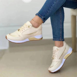 Womens Fashion Sneakers Casual Walking Shoes with Metallic Detail Comfortable Lace up Athletic <strong>Trainers</strong> for Everyday Wear - Product Image 3