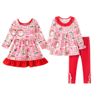 Ensemble deux pièces pour bébé fille, imprimé animal personnalisé, pantalon à volants, manches longues, respirant, automne-hiver, Noël
