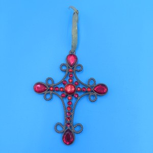 Christmas Pendant Cross Alloy Ornament With Rhinestones For Tree <b>Decoration</b> Unisex <b>Winter</b> 2024 Shenzhen Made - Product Image 3