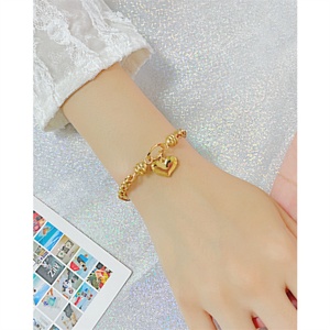 Dainty Stainless Steel Link Chain Gold/<b>Silver</b> Plated <b>Charm</b> Heart Pendant Casual Sporty Women's <b>Bracelet</b> - Product Image 4