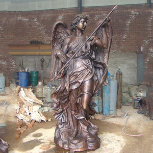 Escultura de talla de bronce de tamaño natural Estatua de guerreros de Ángel Romano antiguo - Product Image 2