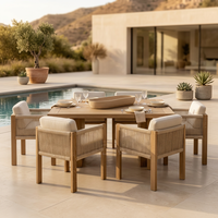 Meubles de jardin, table et chaises de jardin pour villa, ensemble de salle à manger extérieure en teck de luxe, table extérieure pour hôtel, ensemble de salle à manger extérieure pour hôtel