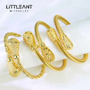 Khuyến mãi Trung Đông: Lắc tay vàng 21K mạ vàng đơn giản, có thể điều chỉnh, chất liệu đồng thau, thiết kế Dubai, dành cho nữ - Product Image 2