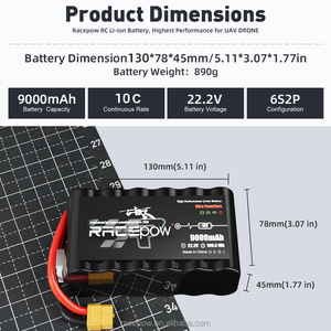 Racepow 6S2P 22,2 В 9000 мАч 10C Molicel 21700 P45B Цилиндрический литий-ионный аккумулятор в наличии для 9 дюймов FPV Дрон Квадрокоптер - Product Image 5