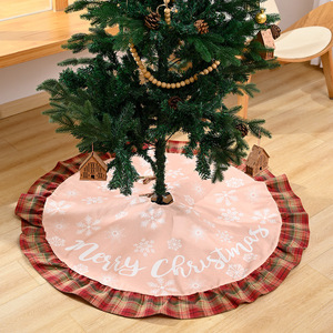 LONGSTAR nuova decorazione natalizia lino <span class=keywords><strong>Plaid</strong></span> bordato gonna albero lettera fiocco di neve finto lino albero fondo grembiule vestito - Product Image 1