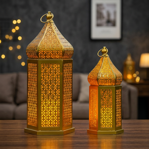 Moroccan Style Iron <b>Lantern</b> with Antique Finish Handmade Lightweight <b>Candle</b> Holder for Weddings Festivals Luxury Home Decor - Product Image 2