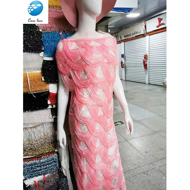 Renda artesanal pesado colar de renda, alta qualidade frisado laço borla franja laço para vestidos