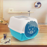 Litière pour chat entièrement personnalisée, semi-fermée, avec porte élévatrice, anti-poussière, capacité 65L, facile à nettoyer, en PP, accessoire pour animaux de compagnie YiWu