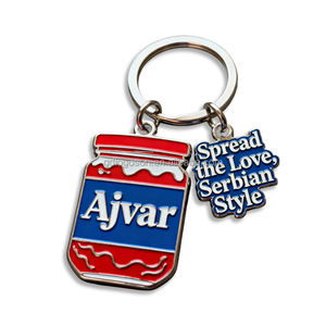 Llavero de Aleación de Zinc con Diseño de Cafetera y Ciruela Ajvar de Serbia, Personalizado, Ecológico, Sin Níquel, Recuerdo de Viaje de Moda, Directo de Fábrica - Product Image 1