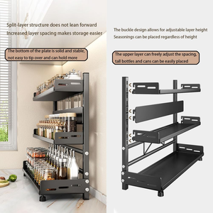 Soporte de Especias Ajustable en Altura para Cocina, de 2 o 3 Niveles, Vertical, Metálico, Organizador de Especias para Encimera - Product Image 5
