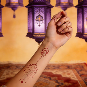 Pochoirs de tatouage au henné Moon Star, motifs floraux arabes ajourés, modèles réutilisables, feuilles de <span class=keywords><strong>peinture</strong></span> corporelle DIY pour femmes, autocollants de tatouage - Product Image 5