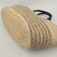 Haute qualité coton corde jute panier naturellement tissé jacinthe d'eau paille sac de plage vacances voyage loisirs sac à main pour poignée PU