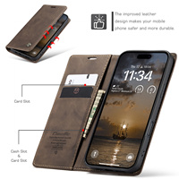Étui Portefeuille à Rabat Caseme pour iPhone 17 Pro Max Air 16 15 Pro 14 Plus 13 12 11 XS Max XR X 7 8 Plus avec Support en Cuir PU