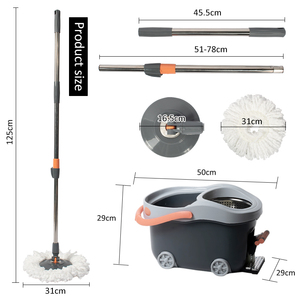 Ensemble de serpillière magique HOLAMOPA pour le nettoyage des sols, robuste, avec roues et poignée de traction, pédale en acier inoxydable pour utilisation humide et sèche - Product Image 3