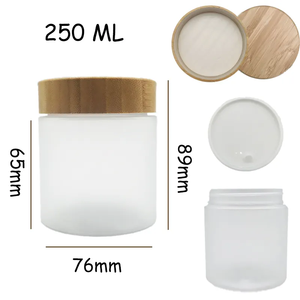 Frosted <b>Plastic</b> Cosmetic <b>Jar</b> <b>With</b> Bamboo <b>Lid</b> Screw Top Cylinder Shape Logo Printing 100ml 150ml 250ml - Product Image 2