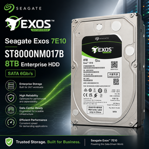 Disque dur d'entreprise Seagate Exos 7E10 ST8000NM017B 8 To, 3,5 pouces, SATA 6 Gb/s, 7200 tr/min, 256 Mo de cache, CMR - Product Image 1