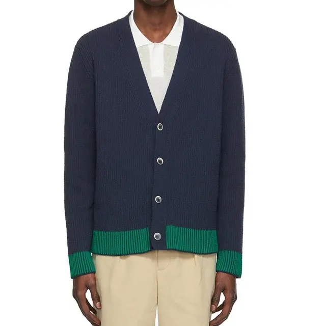 CY 2022 Custom New Style Knit Jacquard Cardigan Sweaters V Neck Fashion Men's Cardigan Custom Knit White Long Sleeve Cardigan