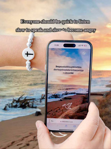 Nuevo diseño regalo religioso NFC diario versículo <span class=keywords><strong>de</strong></span> la Biblia pulseras cruzadas Unisex código QR personalizado versículo <span class=keywords><strong>de</strong></span> la Biblia Chip pulsera cruzada <span class=keywords><strong>de</strong></span> piedras preciosas - Product Image 4